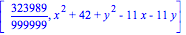 [323989/999999, x^2+42+y^2-11*x-11*y]